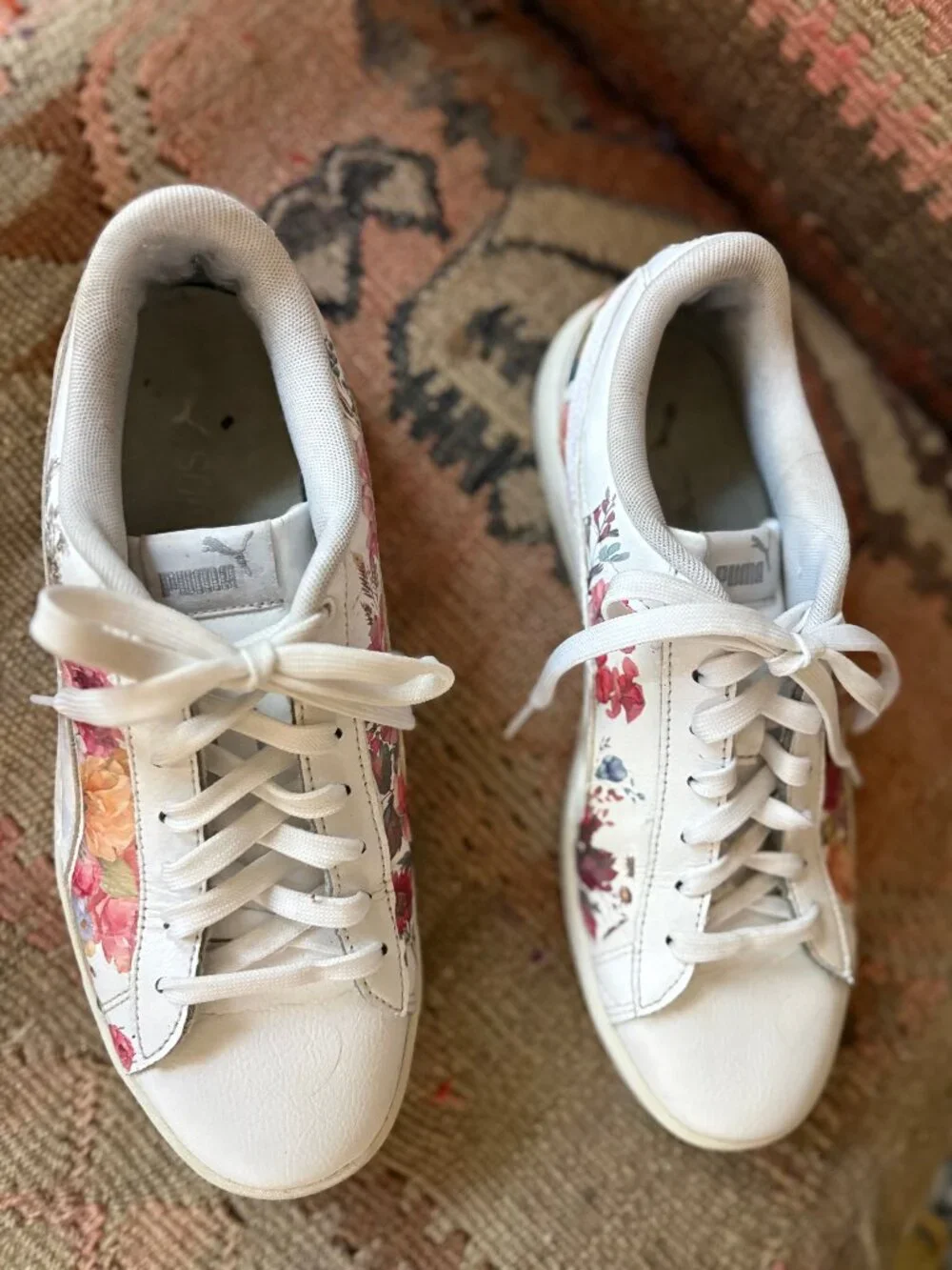 Upcycled Floral Sneakers | Hand-Embellished Puma Shoes | Women’s Size 9.5